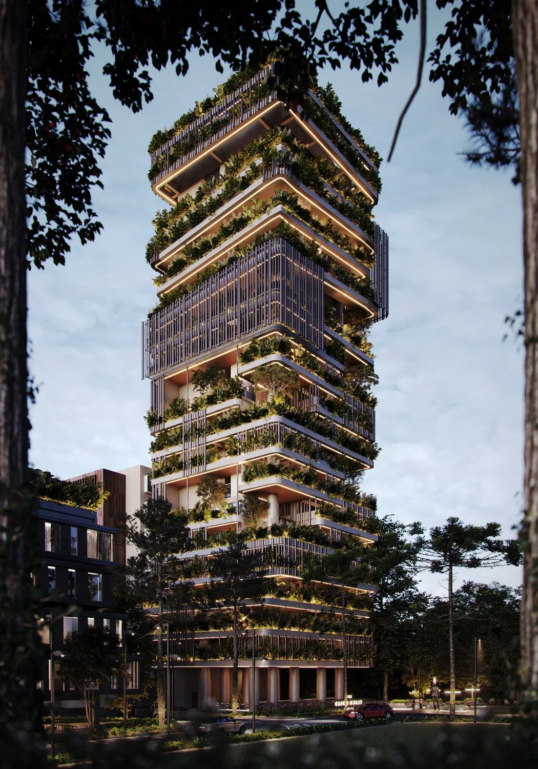 Plano aéreo del avance de construcción de Click Clack Hotel